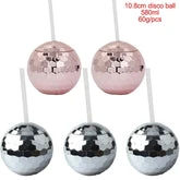 Disco Ball Cups 5Pcs Lot with Straw